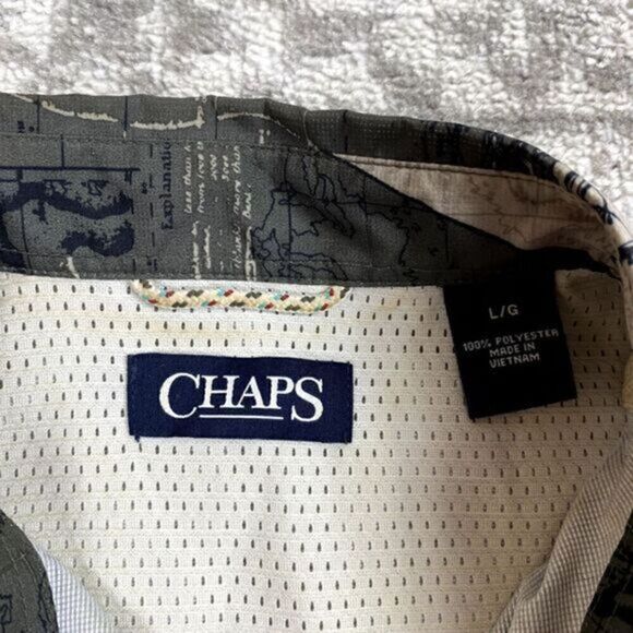 Chaps Vented Shirt Mens Short Sleeve Button Front Expedition Sailboat Size Large - Picture 2 of 6